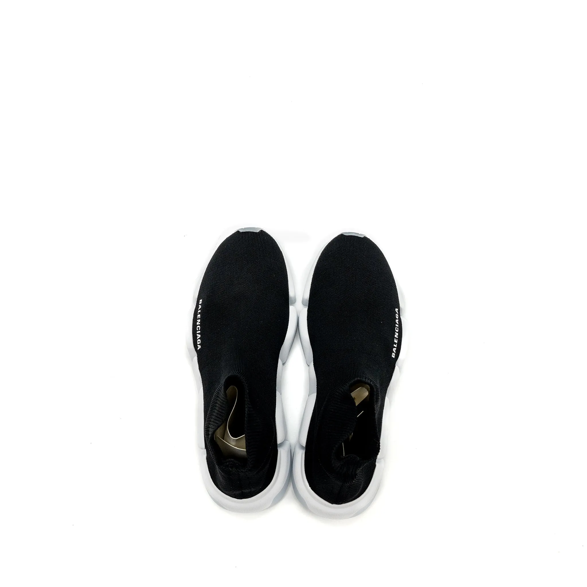Balenciaga Size 38 Speed 2.0 Recycled Knit Sneakers Black/White