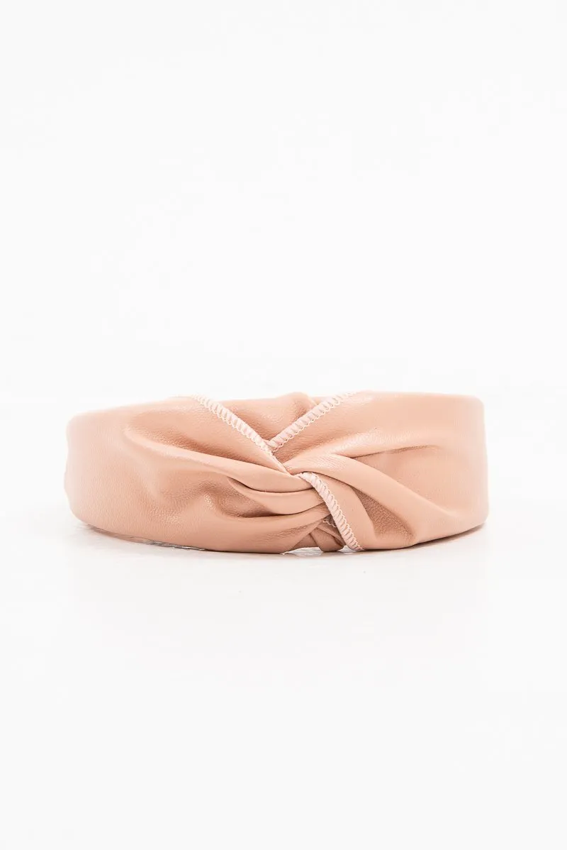 Blush Leather Knotted Headband - Adair