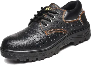Comfortable Safety Boots for Men, Mens Breathable Steel Toe Non-slip Safety Construction Work Boots, Puncture Proof Abrasion Resistant Construction Shoes