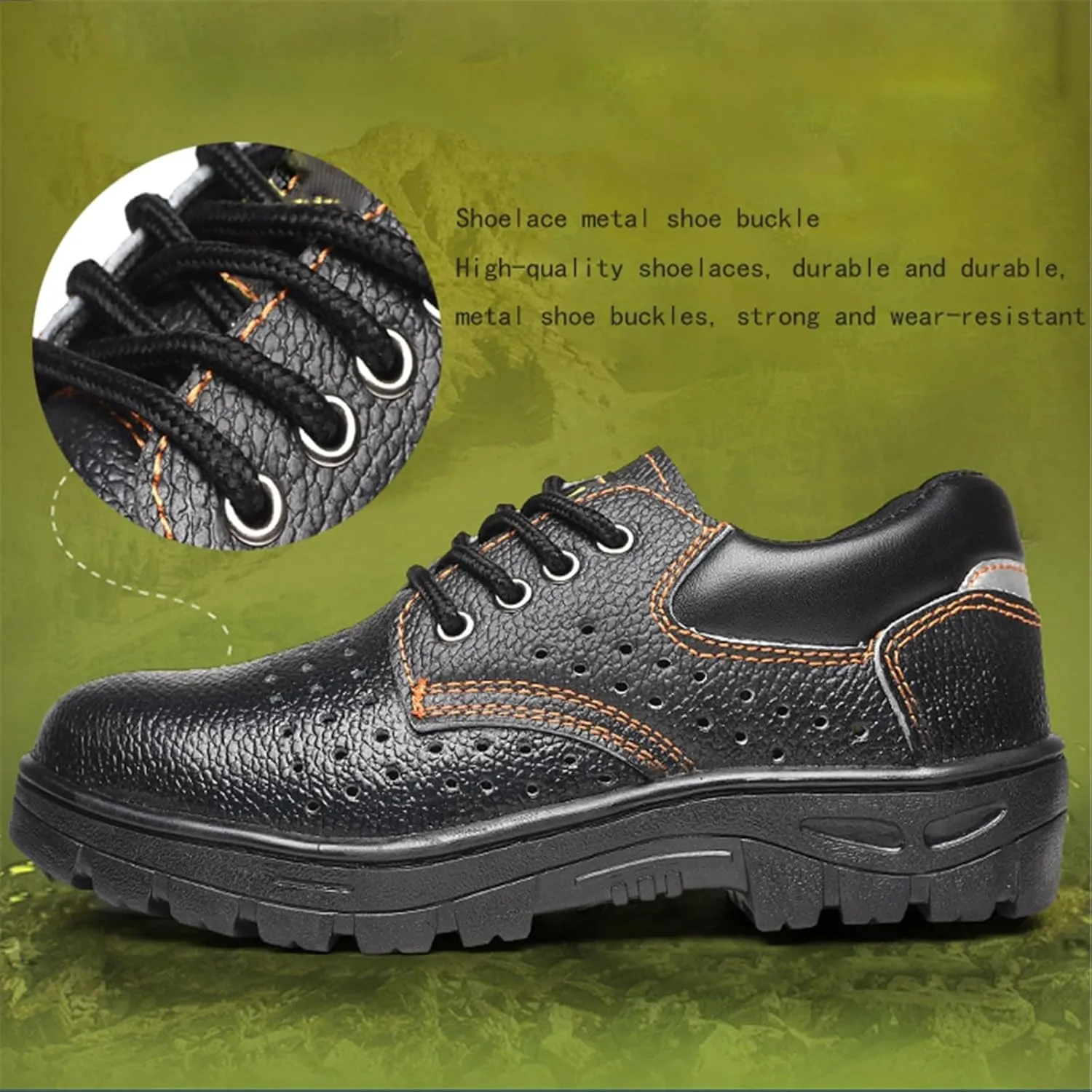 Comfortable Safety Boots for Men, Mens Breathable Steel Toe Non-slip Safety Construction Work Boots, Puncture Proof Abrasion Resistant Construction Shoes