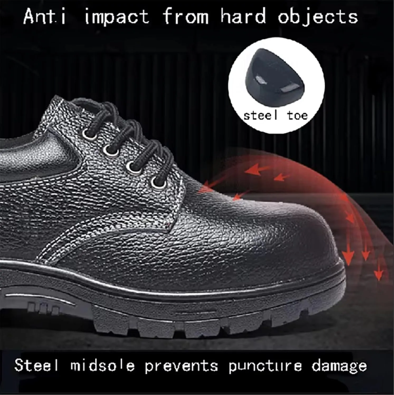 Comfortable Safety Boots for Men, Mens Breathable Steel Toe Non-slip Safety Construction Work Boots, Puncture Proof Abrasion Resistant Construction Shoes