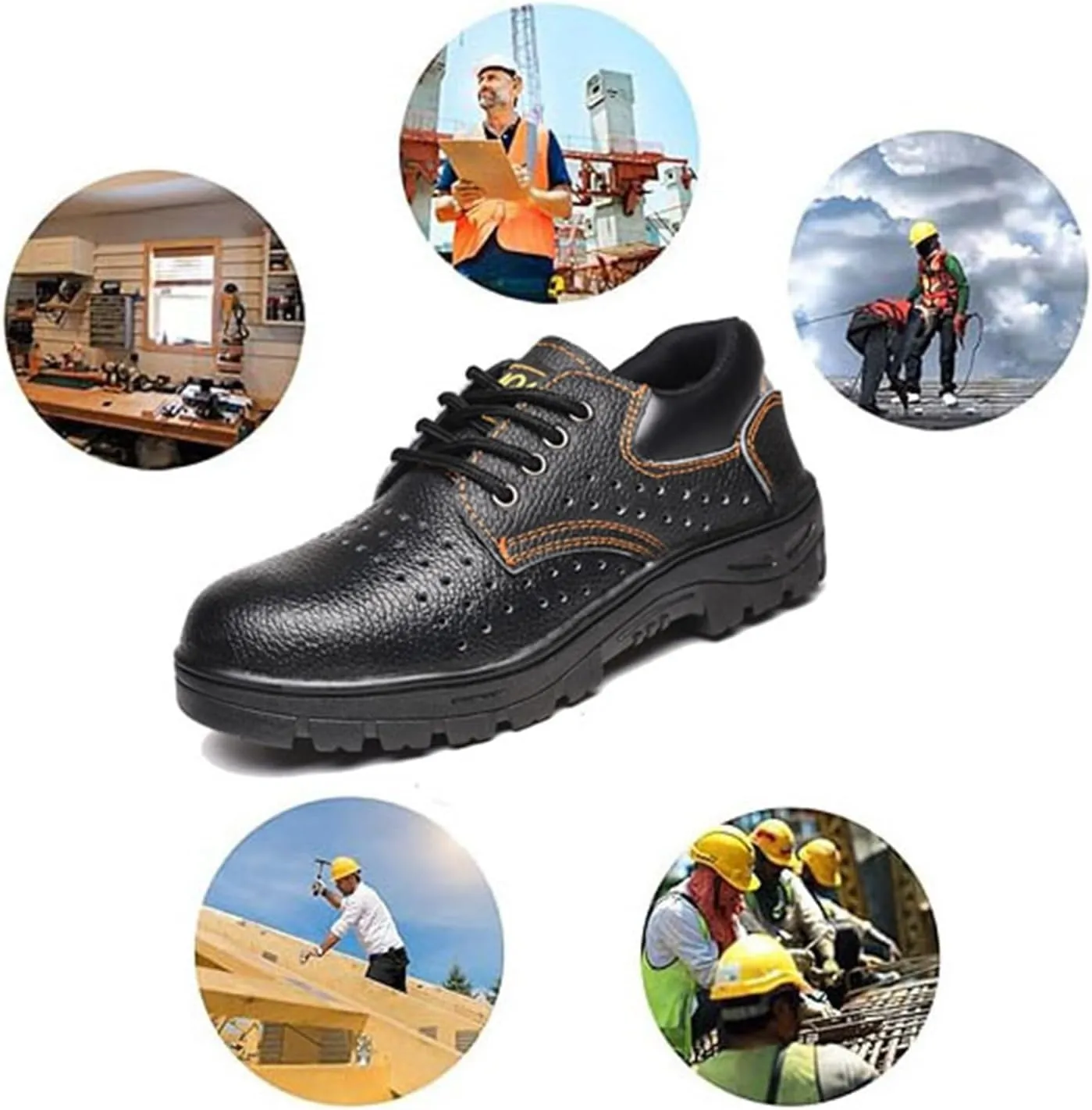 Comfortable Safety Boots for Men, Mens Breathable Steel Toe Non-slip Safety Construction Work Boots, Puncture Proof Abrasion Resistant Construction Shoes
