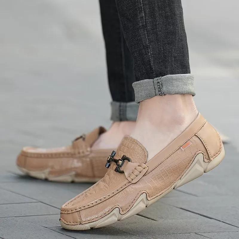 CrocoLux Cow Leather Chic Casual Shoes