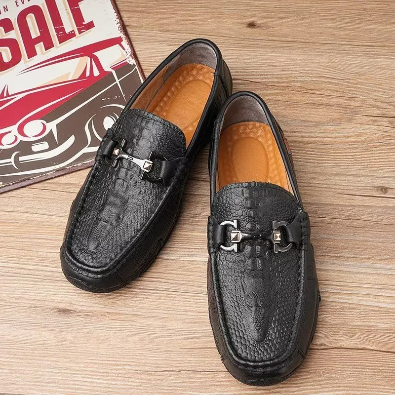 CrocoLux Cow Leather Chic Casual Shoes