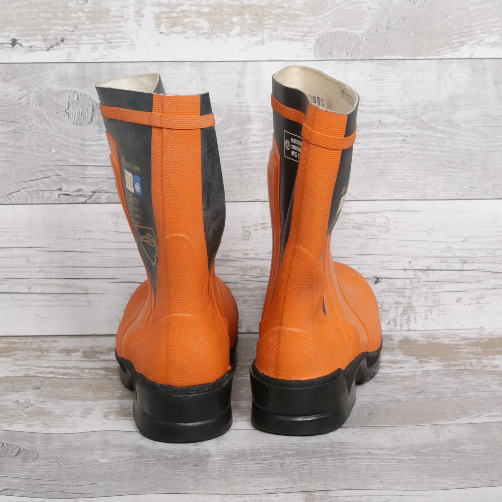 De-Branded Steel Toe Cap Chainsaw Class 1 Wellington Boots UK6.5