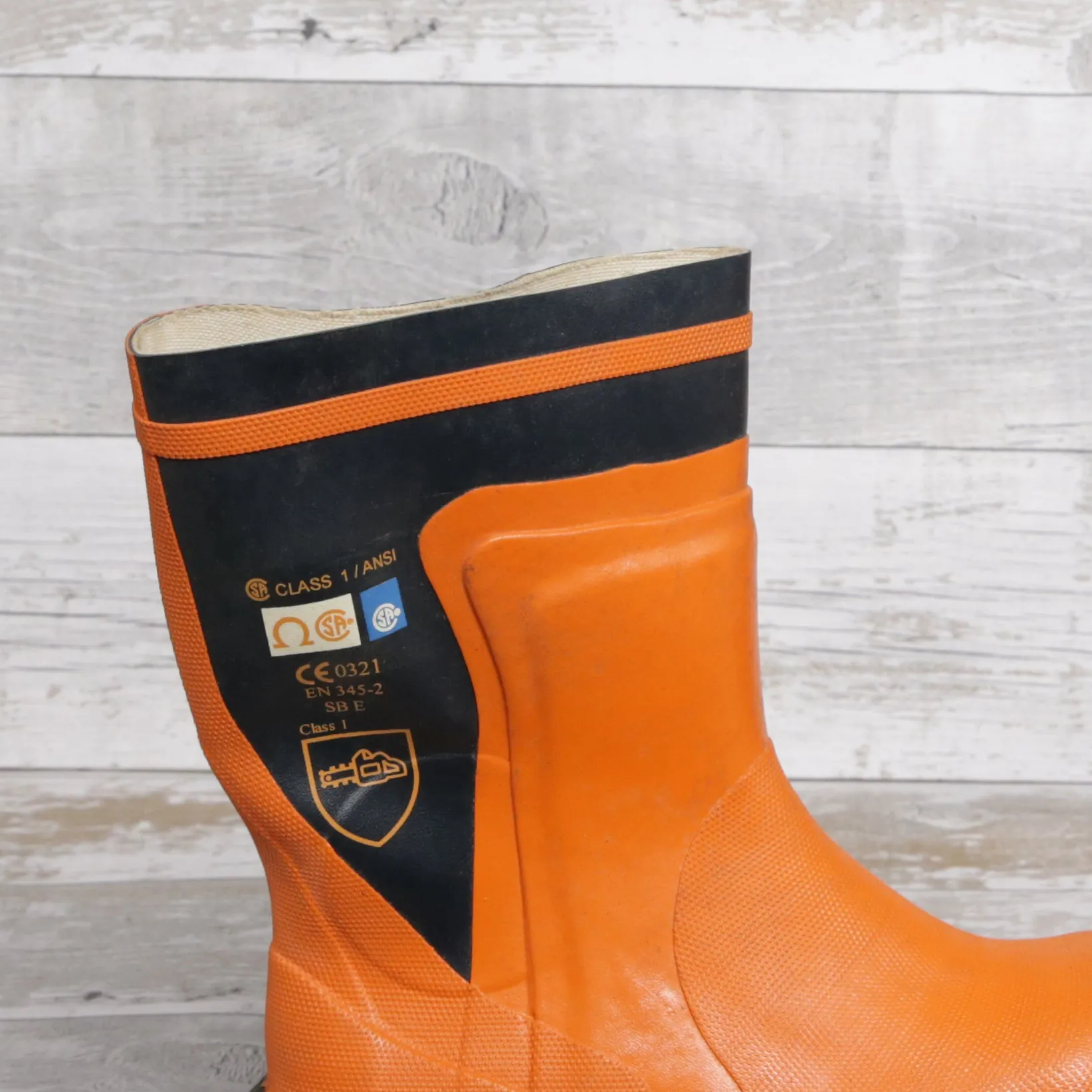 De-Branded Steel Toe Cap Chainsaw Class 1 Wellington Boots UK6.5