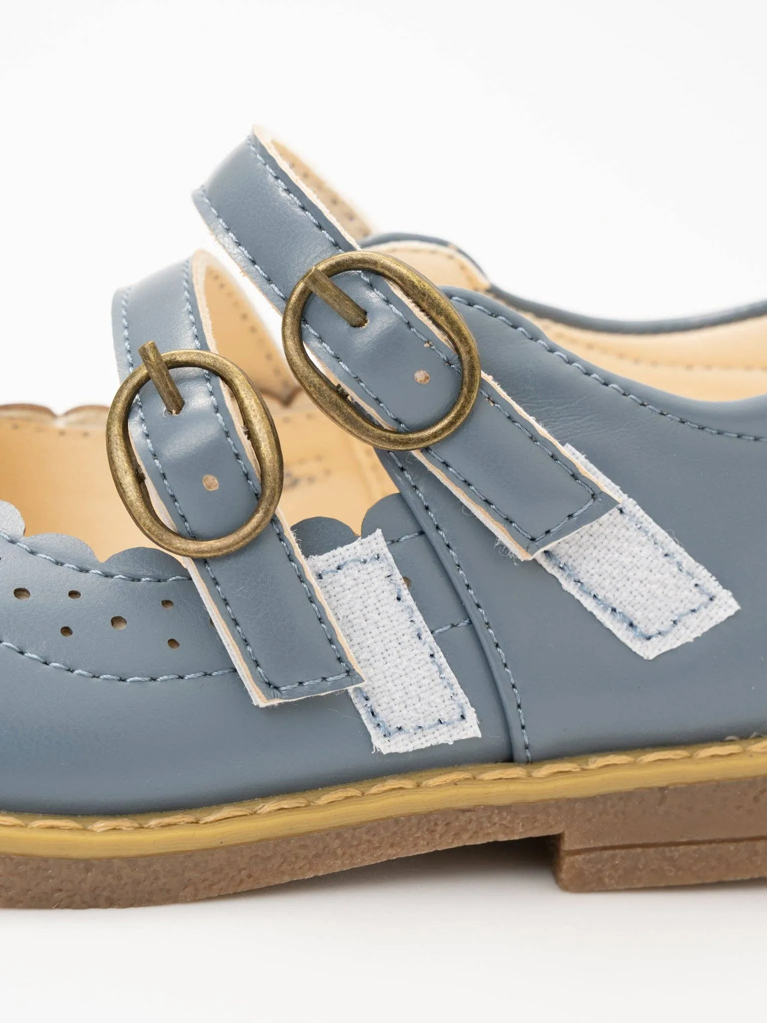 Double Buckle Mary Jane Hard Sole Shoes: Chestnut Brown