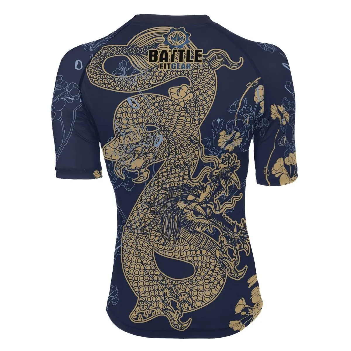 Flower Chinese Dragon Women's Short Sleeve Rash Guard