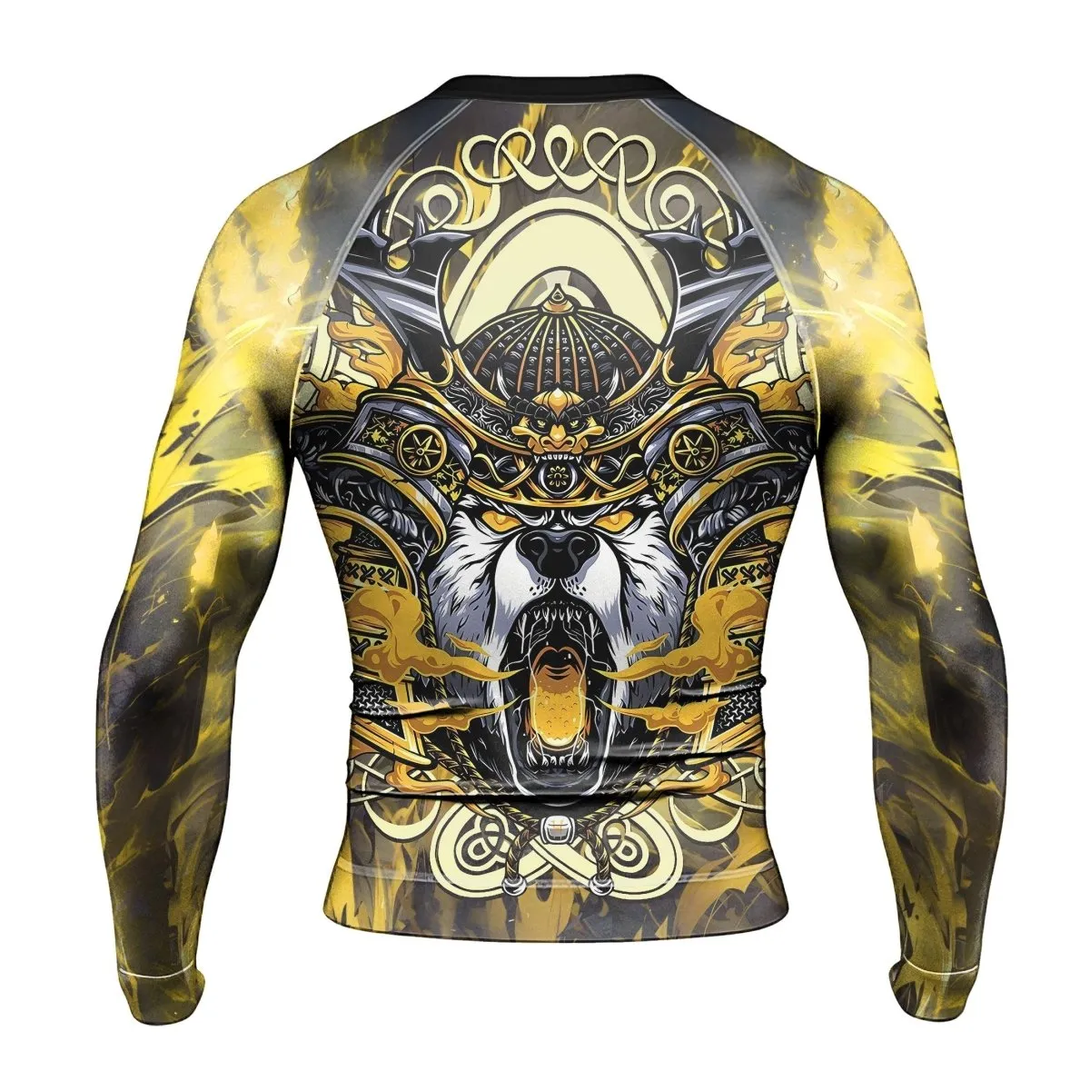 Golden Panda Skull Long Sleeve Rash Guard