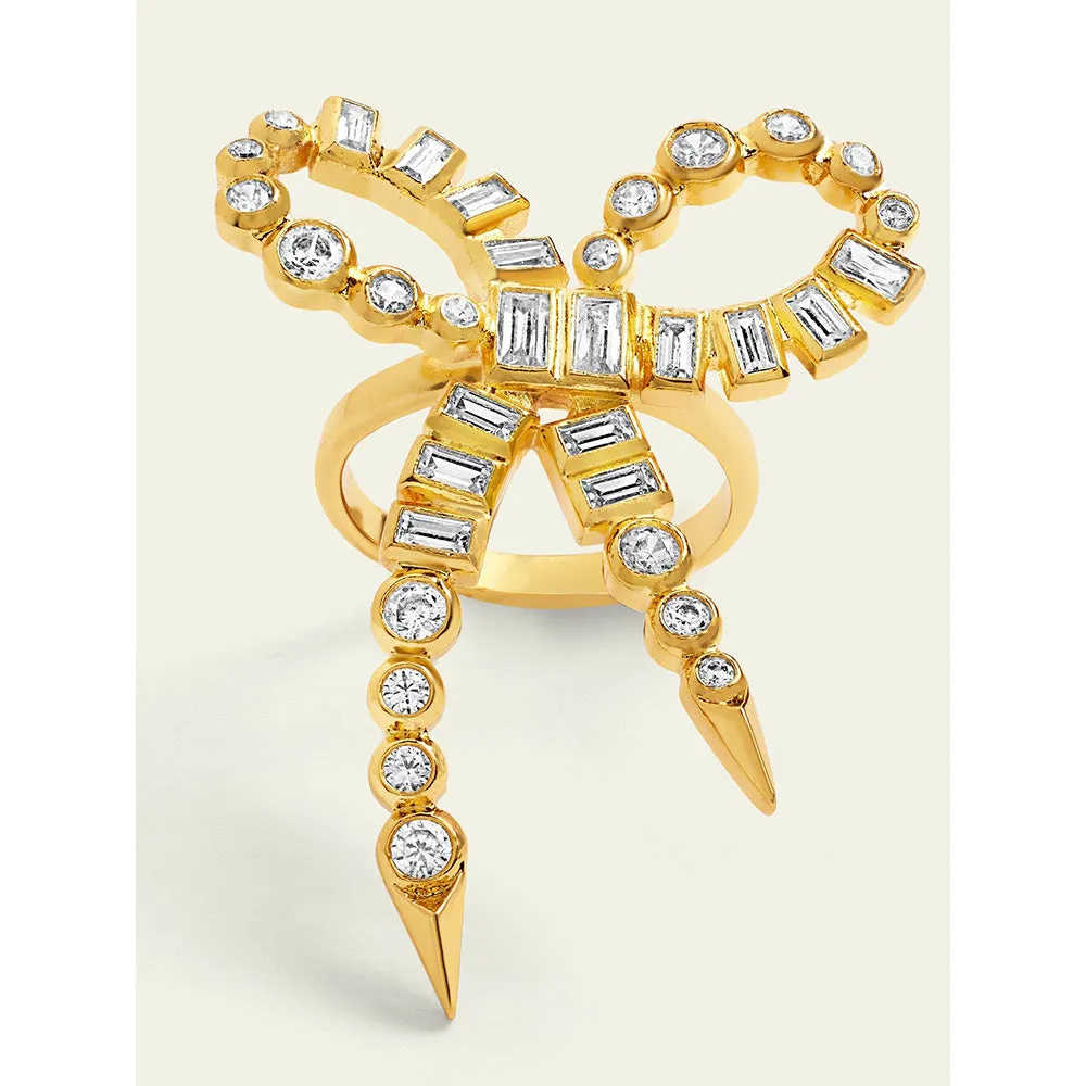 Isharya Bow Spikes Ring In 18Kt Gold Plated