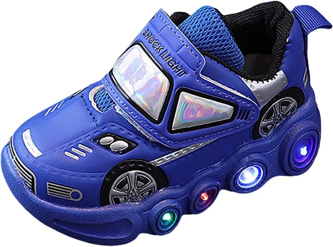 Kids Light Up Shoes Baby Toddler Boys Trainers Luminous Flashing Cartoon Athletic Running Non Slip Sport Sneaker