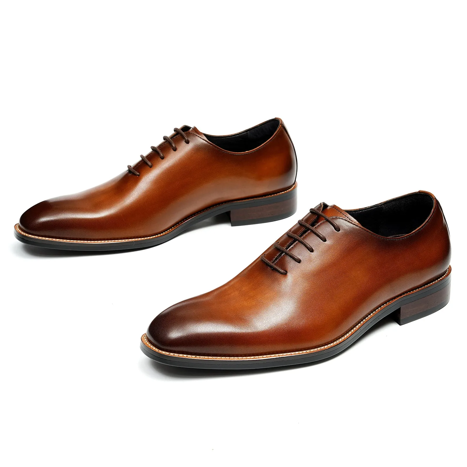 LuxeLeather Exotic Brown Buckle Wedding Brogue Shoes