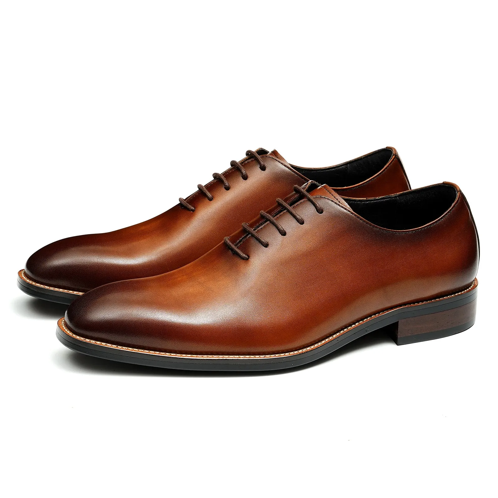 LuxeLeather Exotic Brown Buckle Wedding Brogue Shoes
