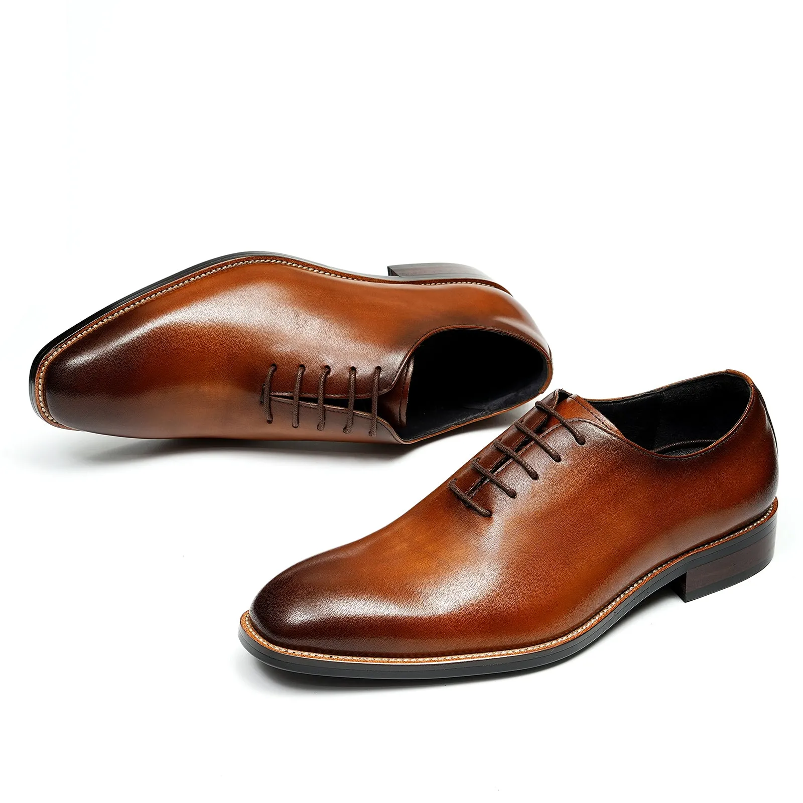 LuxeLeather Exotic Brown Buckle Wedding Brogue Shoes