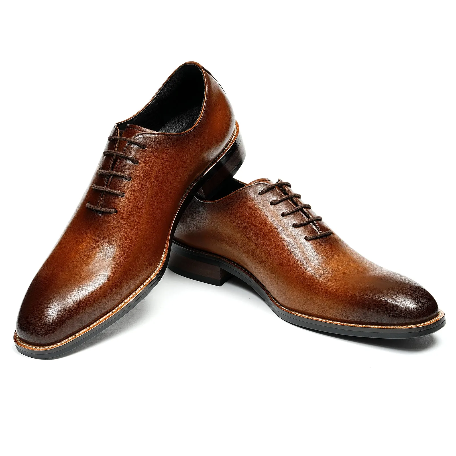 LuxeLeather Exotic Brown Buckle Wedding Brogue Shoes