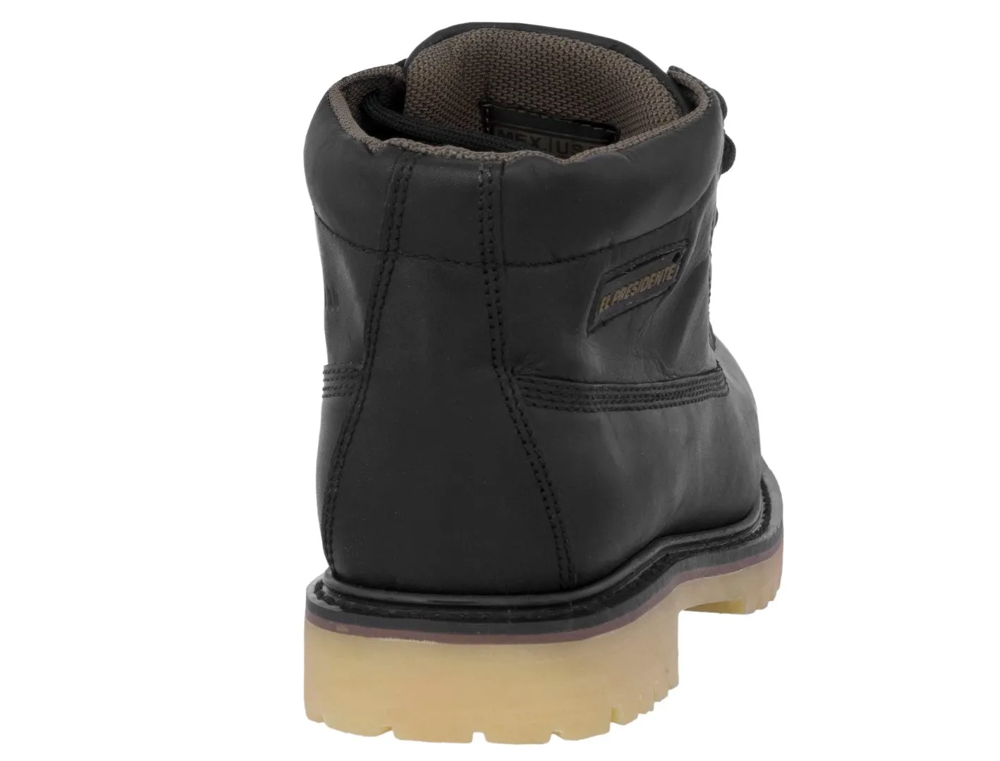 Mens Black Work Boots Leather Slip Resistant Lace Up Soft Toe - #600TR2