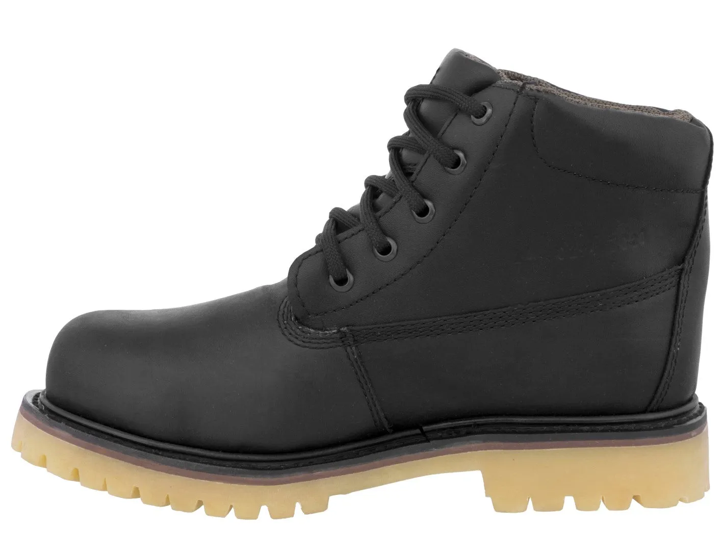 Mens Black Work Boots Leather Slip Resistant Lace Up Soft Toe - #600TR2