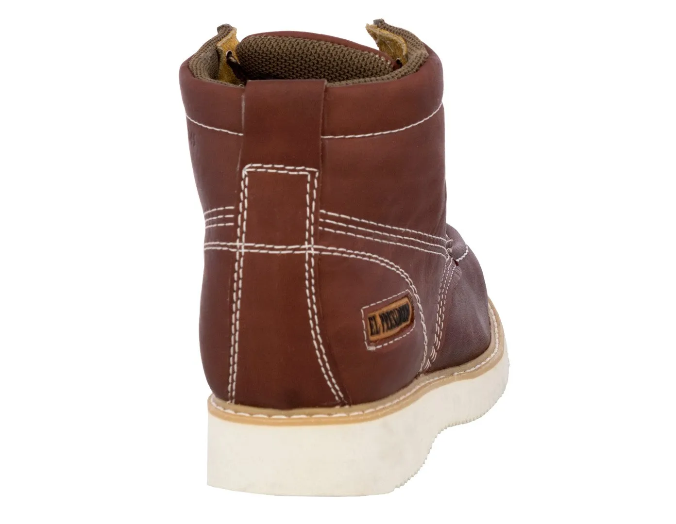 Mens Cognac Work Boots Leather Slip Resistant Lace Up Soft Toe - #650RA