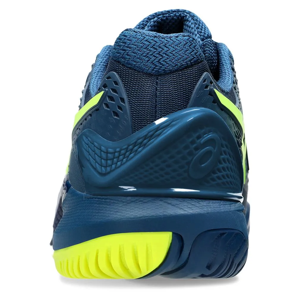 Mens Gel-Resolution 9 Wide Tennis Shoes Mako Blue and Safety Yellow