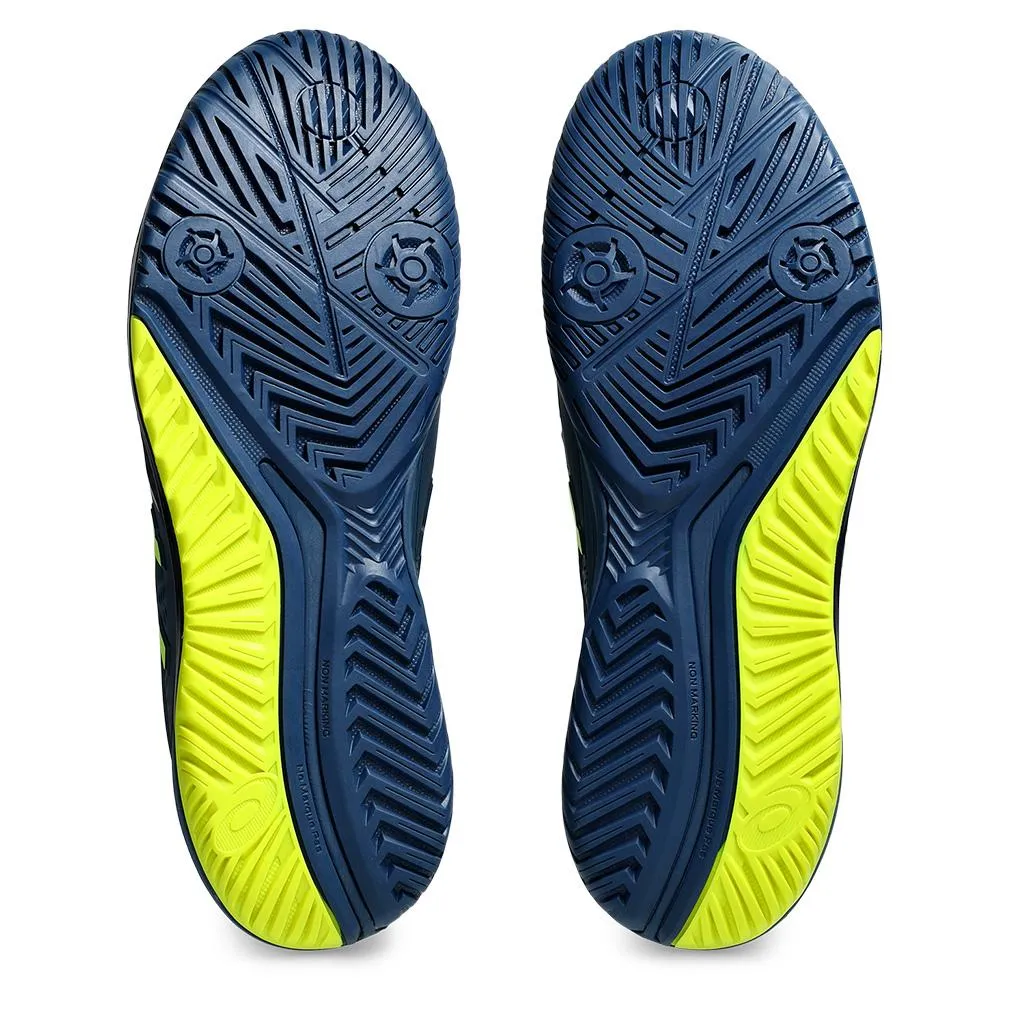 Mens Gel-Resolution 9 Wide Tennis Shoes Mako Blue and Safety Yellow