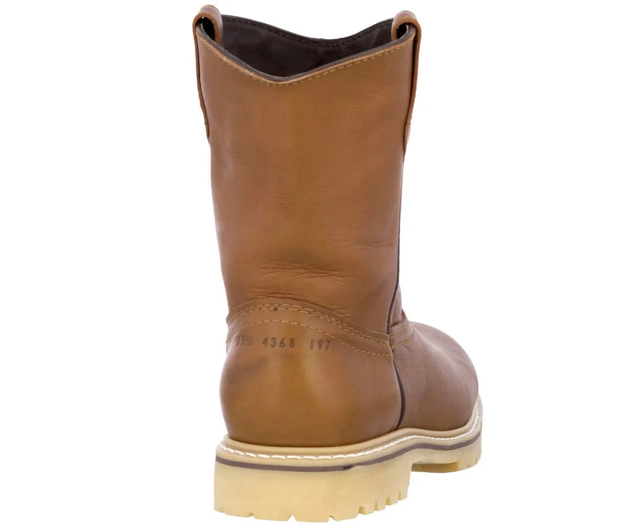 Mens Light Brown Leather Work Boots Rubber Soles Slip Resistant Soft Toe Botas