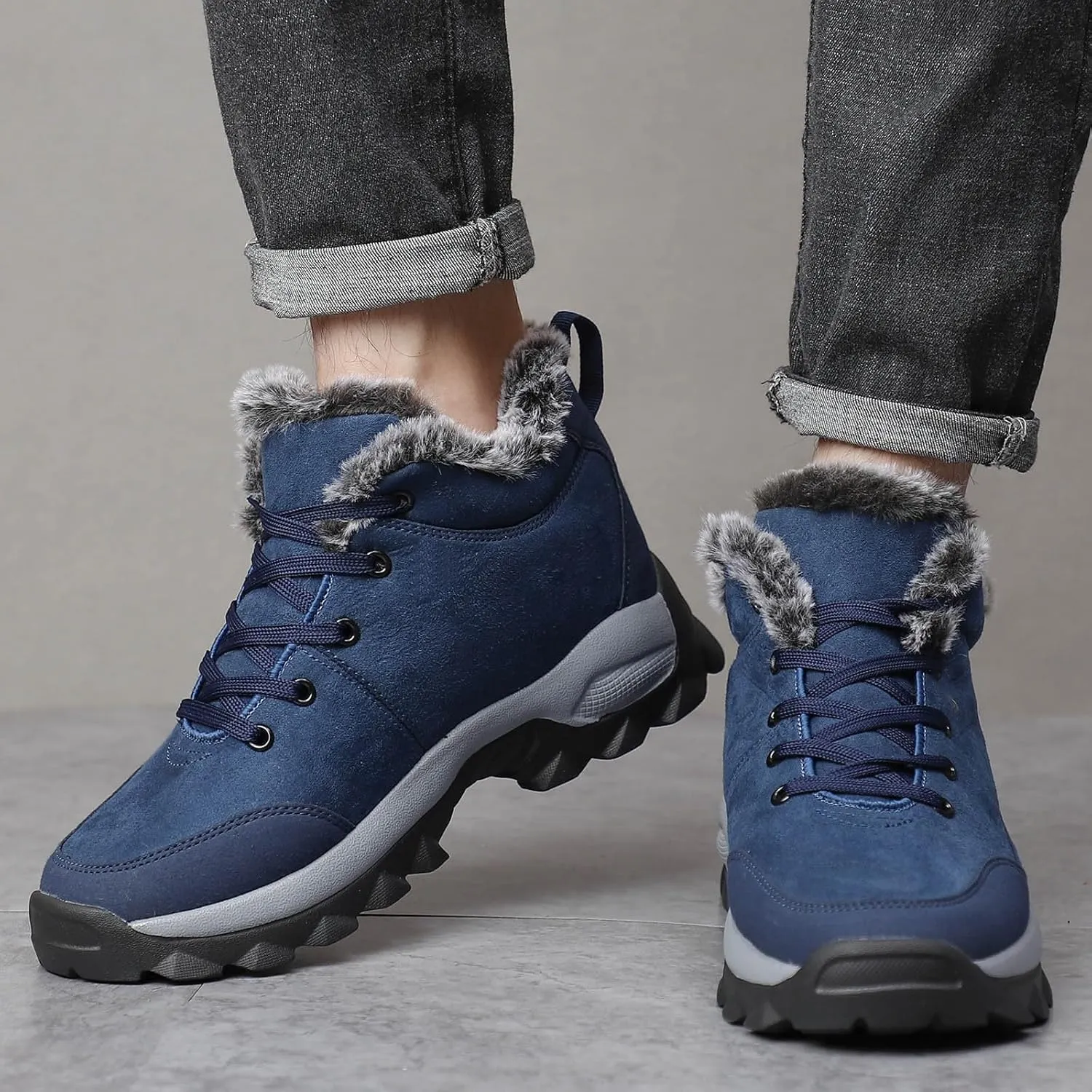 Men's Work Boots Soft Toe Hiking Sneakers Zip Up Fur Lined Women Safety Shoes Steel Toe Composite Safety Toe Waterproof Industrial Casual Hike Grounded Footwear