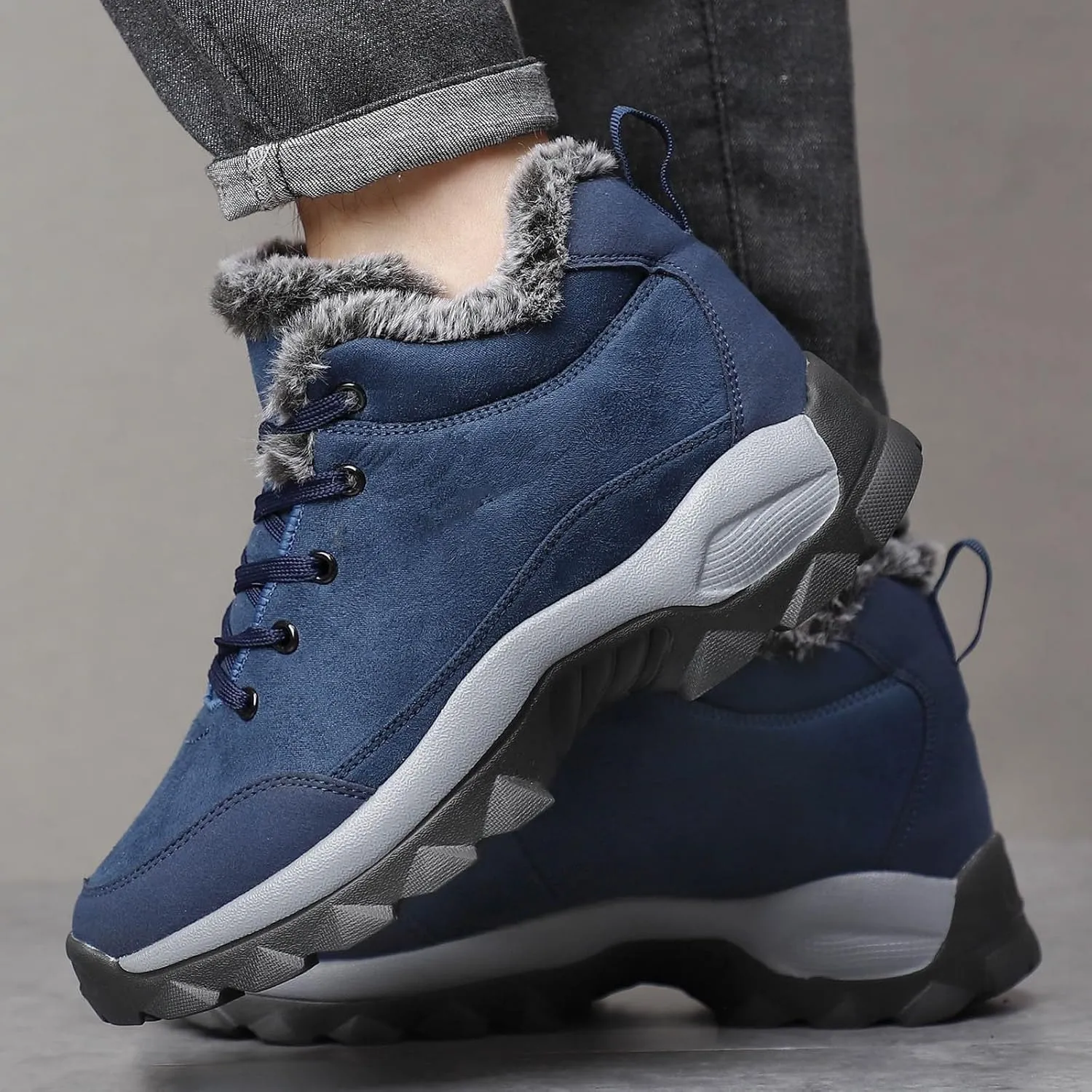 Men's Work Boots Soft Toe Hiking Sneakers Zip Up Fur Lined Women Safety Shoes Steel Toe Composite Safety Toe Waterproof Industrial Casual Hike Grounded Footwear