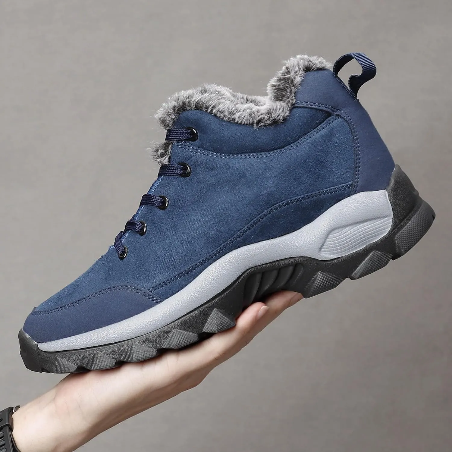 Men's Work Boots Soft Toe Hiking Sneakers Zip Up Fur Lined Women Safety Shoes Steel Toe Composite Safety Toe Waterproof Industrial Casual Hike Grounded Footwear