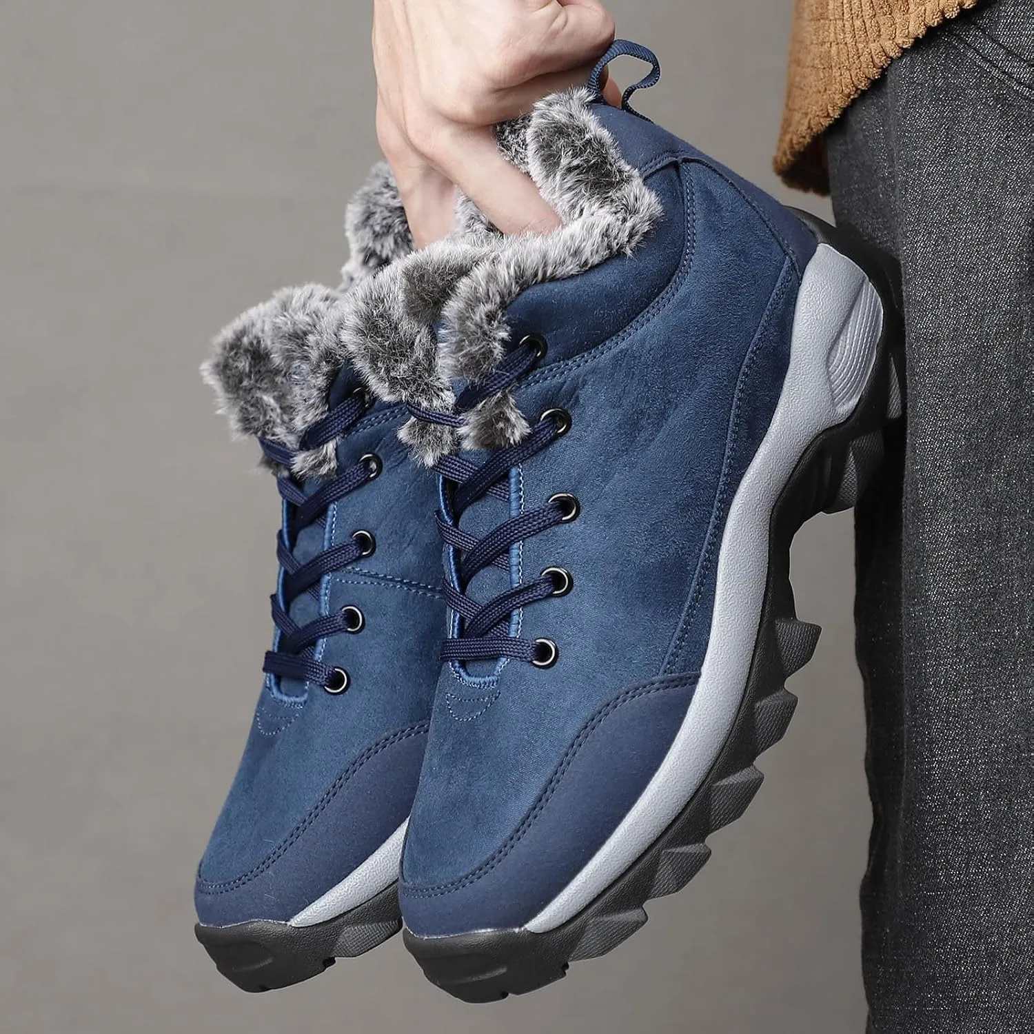 Men's Work Boots Soft Toe Hiking Sneakers Zip Up Fur Lined Women Safety Shoes Steel Toe Composite Safety Toe Waterproof Industrial Casual Hike Grounded Footwear