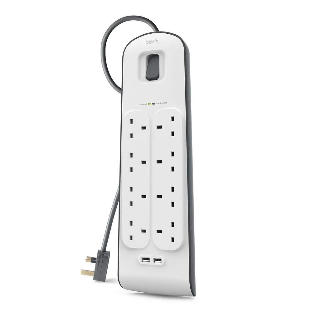 [OPEN BOX] BELKIN Surge Protector - 8 outputs - 2 USB Ports - 2M - White