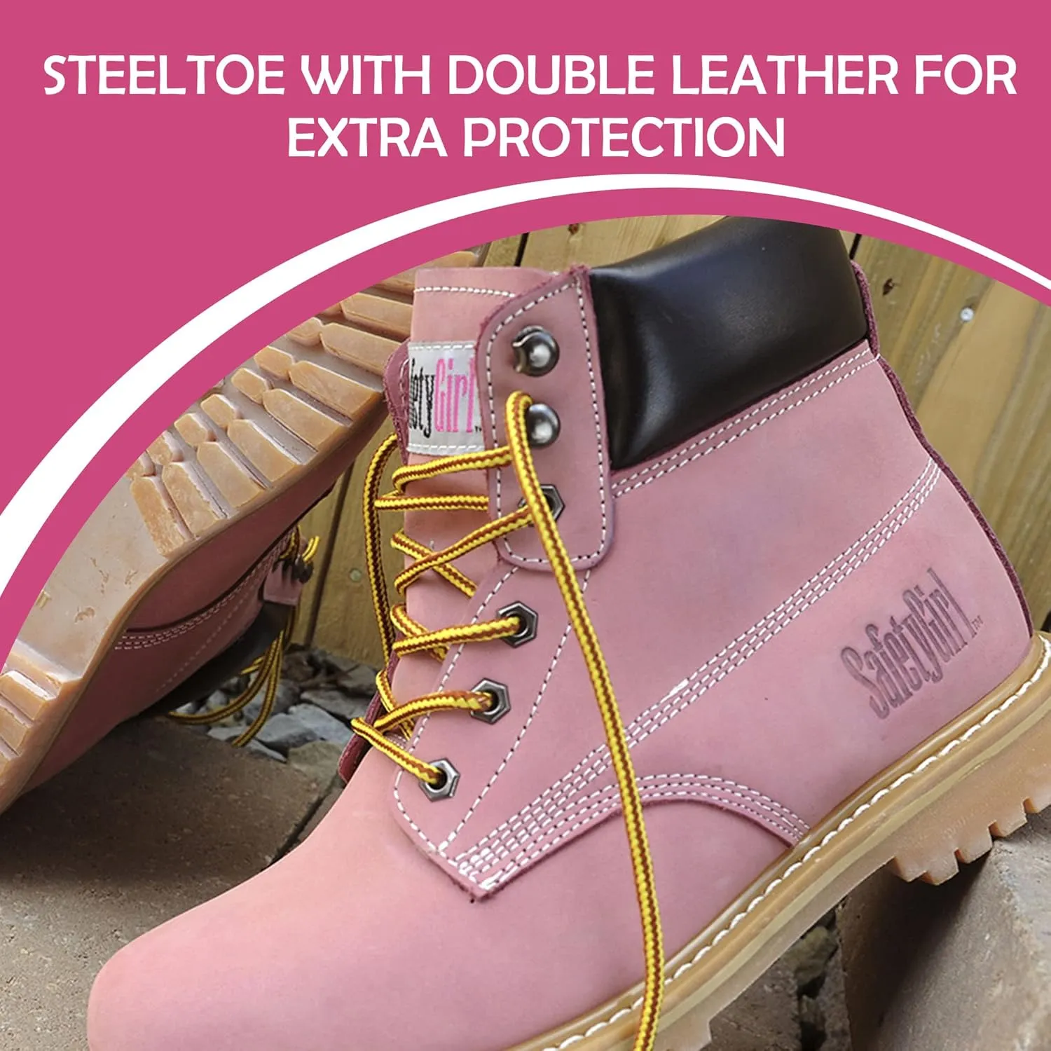Steel Toe Boots for Women - Light Pink-10.5M | Waterproof Work Boots for Women Steel Toe Boots | Slip Resistant Work Shoes for Women | Lightweight Nubuck Leather for Comfort and Style