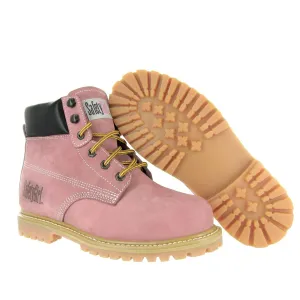 Steel Toe Boots for Women - Light Pink-10.5M | Waterproof Work Boots for Women Steel Toe Boots | Slip Resistant Work Shoes for Women | Lightweight Nubuck Leather for Comfort and Style