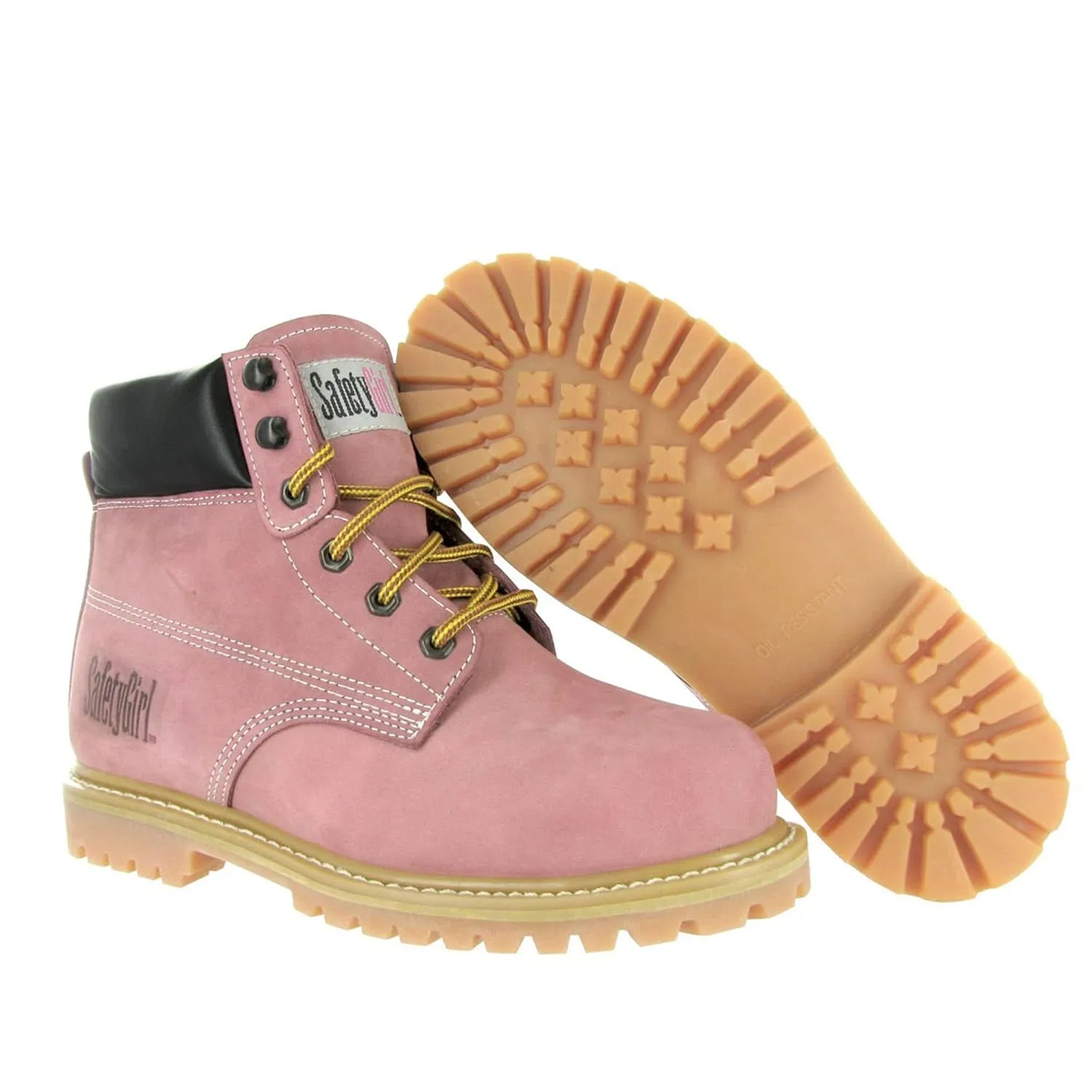 Steel Toe Boots for Women - Light Pink-10.5M | Waterproof Work Boots for Women Steel Toe Boots | Slip Resistant Work Shoes for Women | Lightweight Nubuck Leather for Comfort and Style