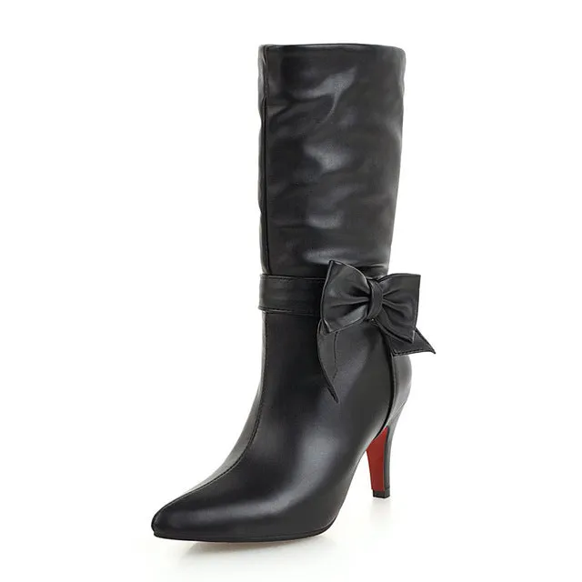 Thin High Heels Winter Mid Calf Boots