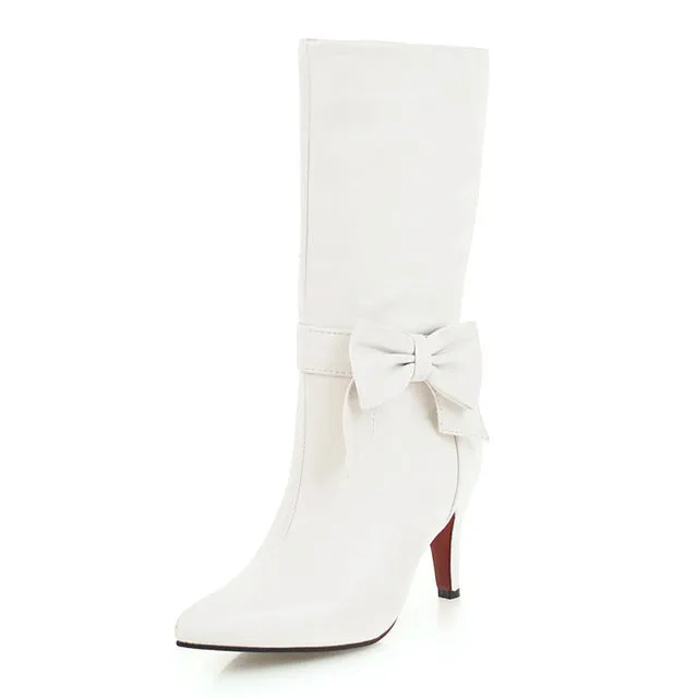 Thin High Heels Winter Mid Calf Boots