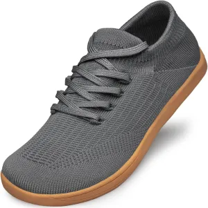 Womens Walking Shoes Wide Width Non Slip Barefoot Shoes Minimalist Zero Drop Sole Wide Toe Box Lightweight Casual Running Sneakers Grey Size 10