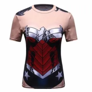 Wonder Woman 'Armor' Compression Short Sleeve Rash Guard